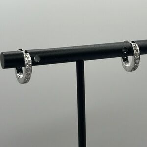 Dainty Sterling & Clear Stone Huggie Earrings